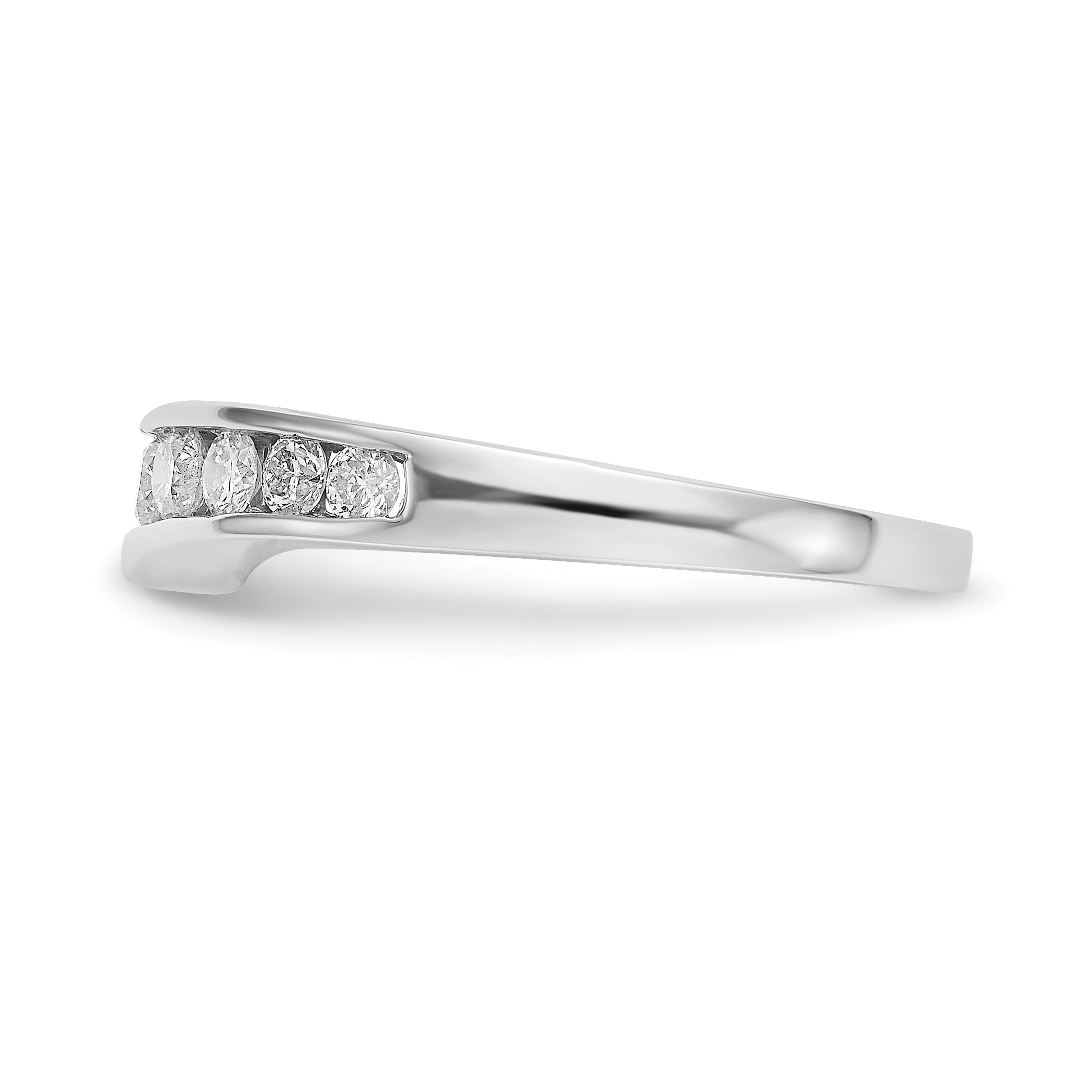 14k White Gold Channel-set 1/2 carat Diamond Contoured Complete Wedding Band