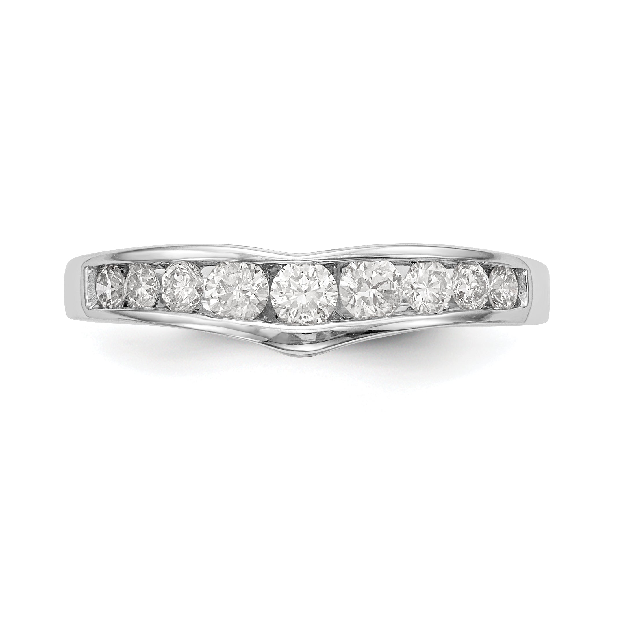 14k White Gold Channel-set 1/2 carat Diamond Contoured Complete Wedding Band