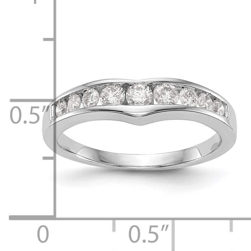 14k White Gold Channel-set 1/2 carat Diamond Contoured Complete Wedding Band