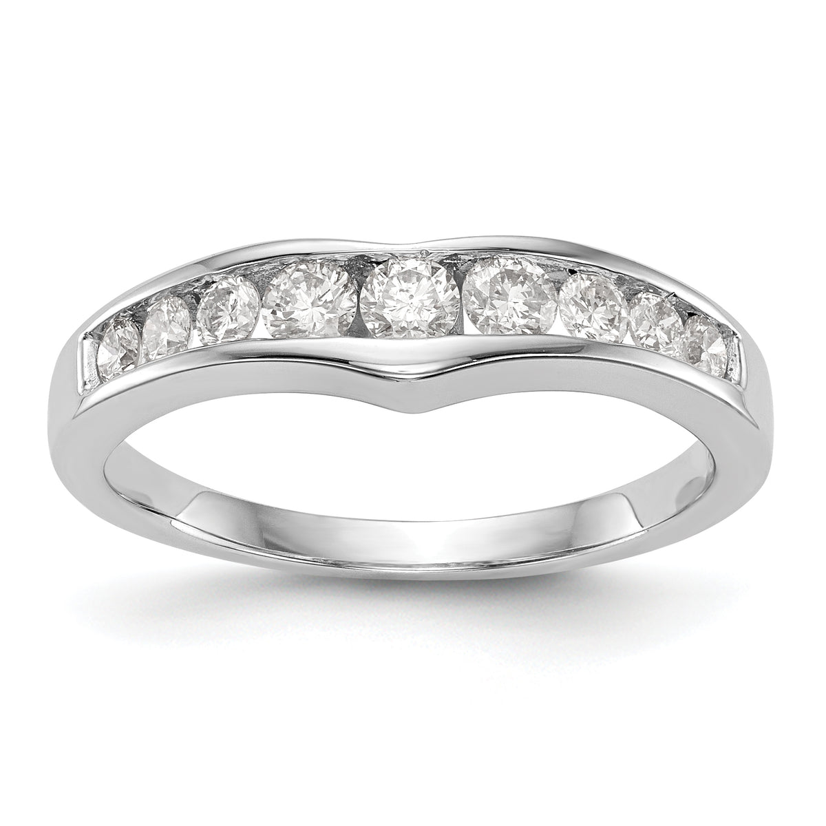 14K White Gold Channel-set 1/2 carat Diamond Contoured Complete Wedding Band