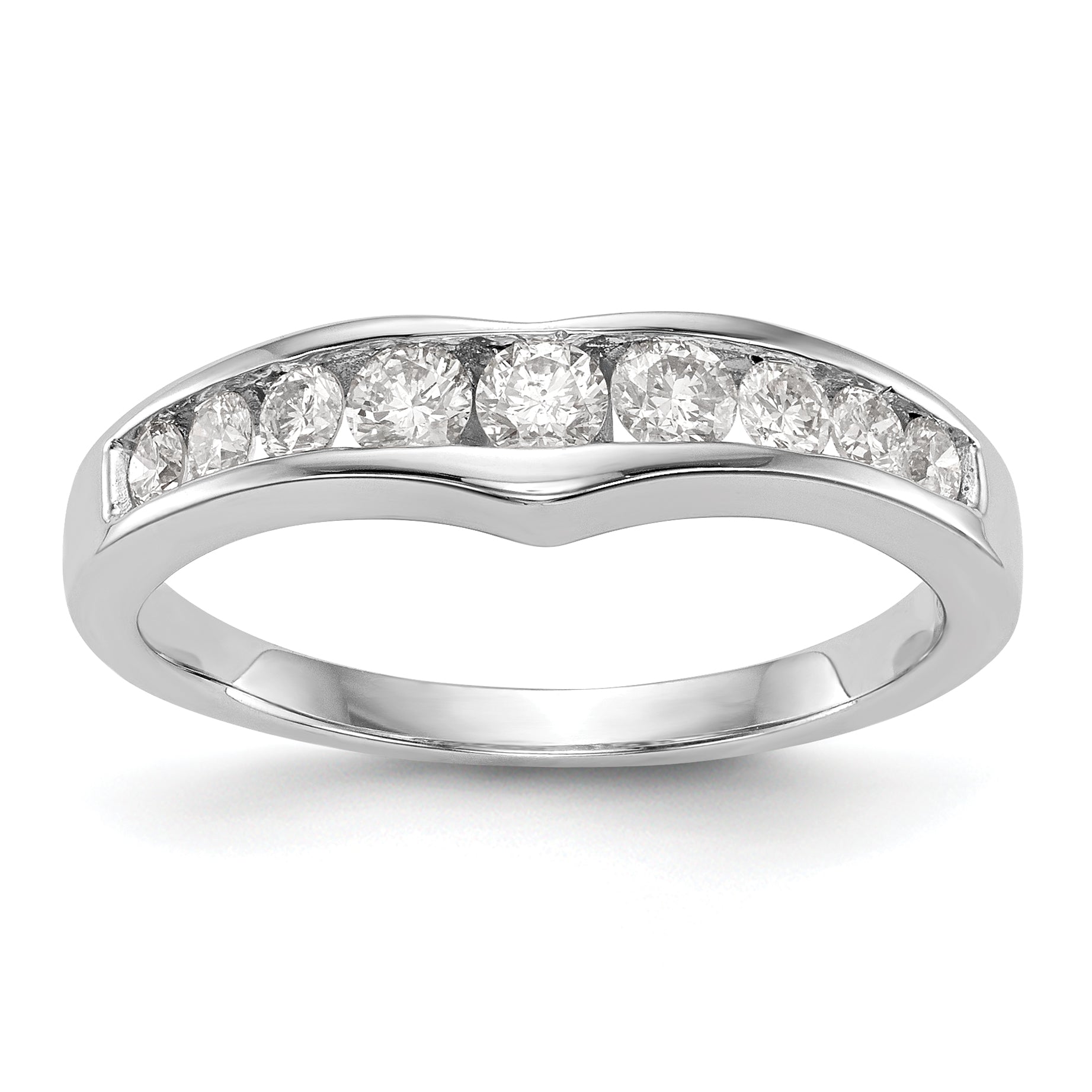 14k White Gold Channel-set 1/2 carat Diamond Contoured Complete Wedding Band