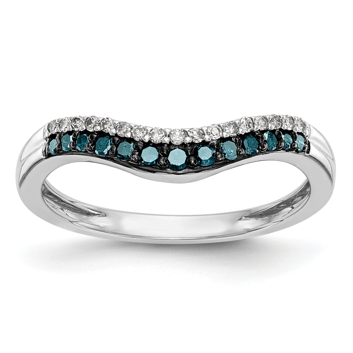 14K White Gold Blue & White Diamond Band