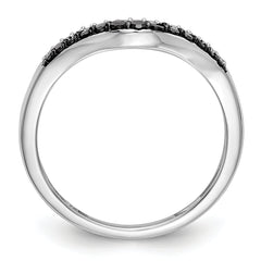 14K White Gold Black & White Diamond Band