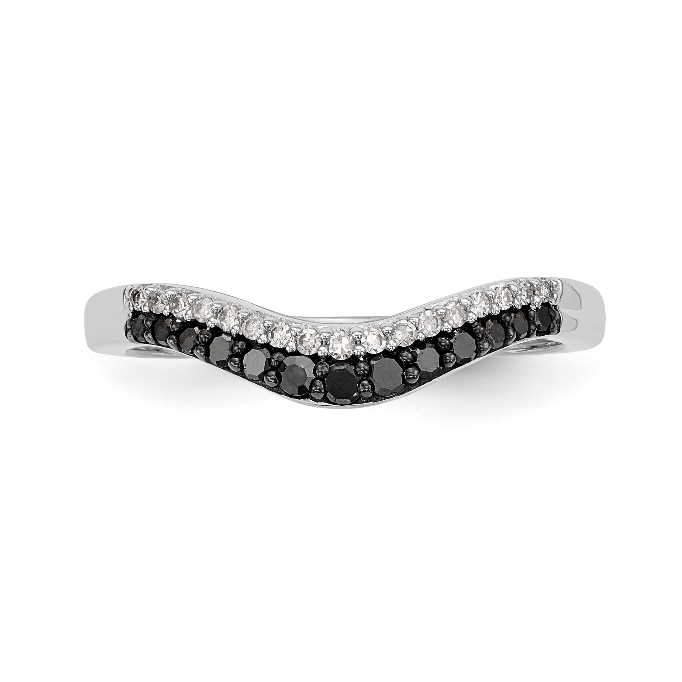 14K White Gold Black & White Diamond Band