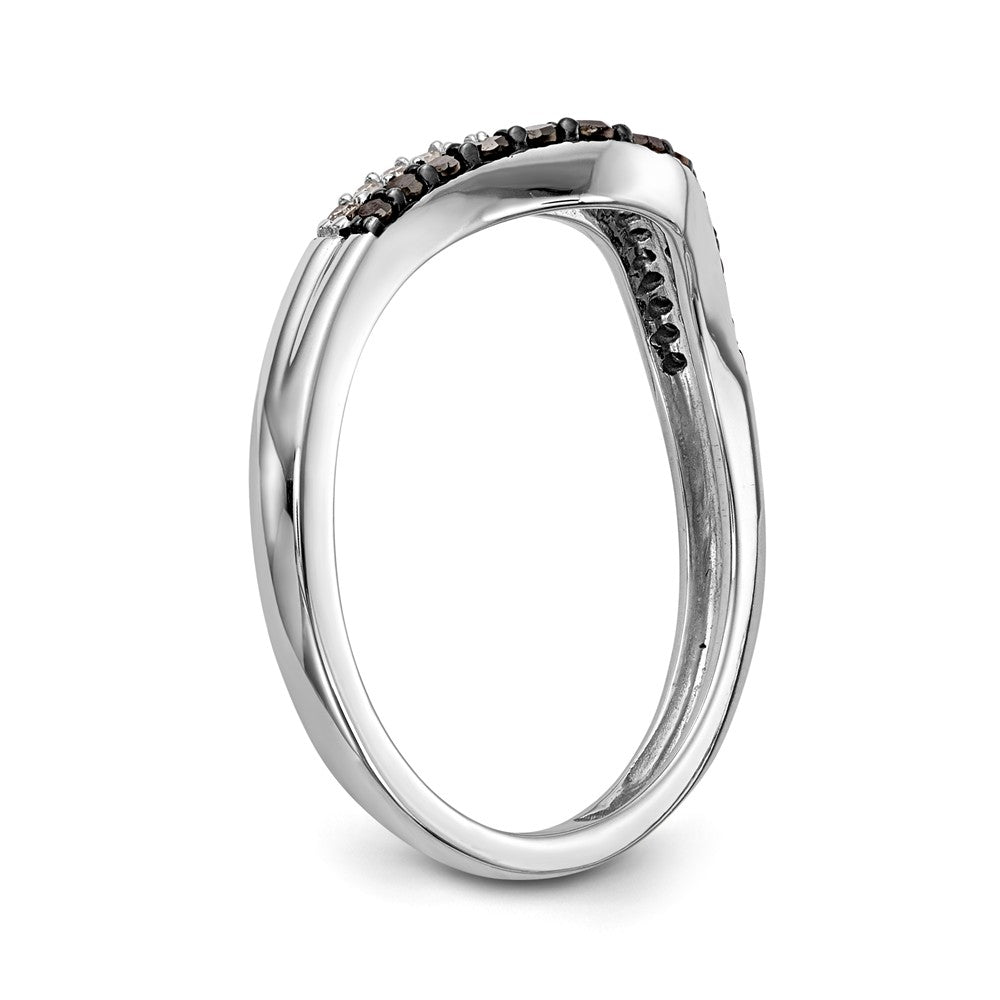 14K White Gold Black & White Diamond Band