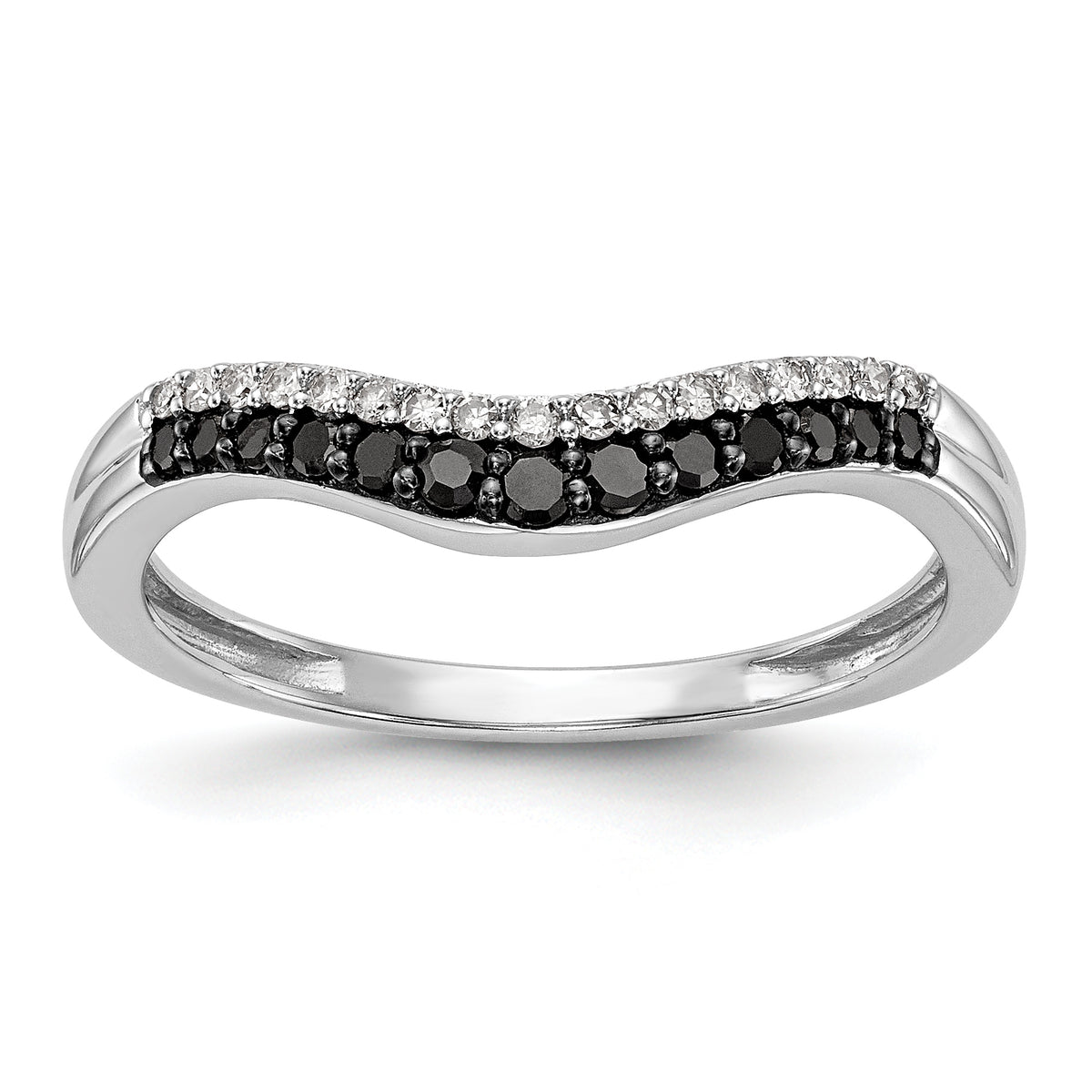 14K White Gold Black & White Diamond Band