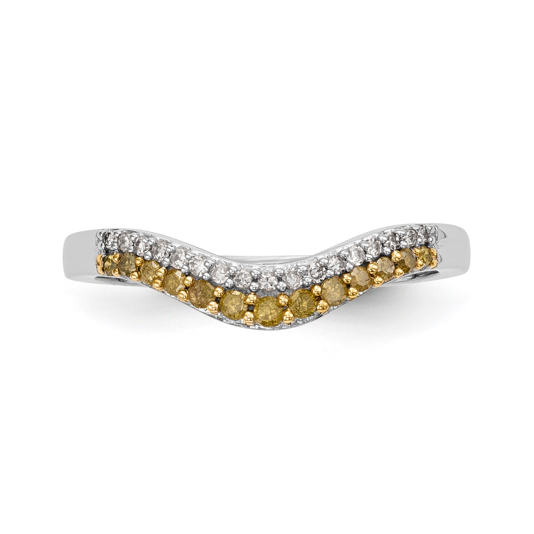 14K White Gold Yellow & White Diamond Band