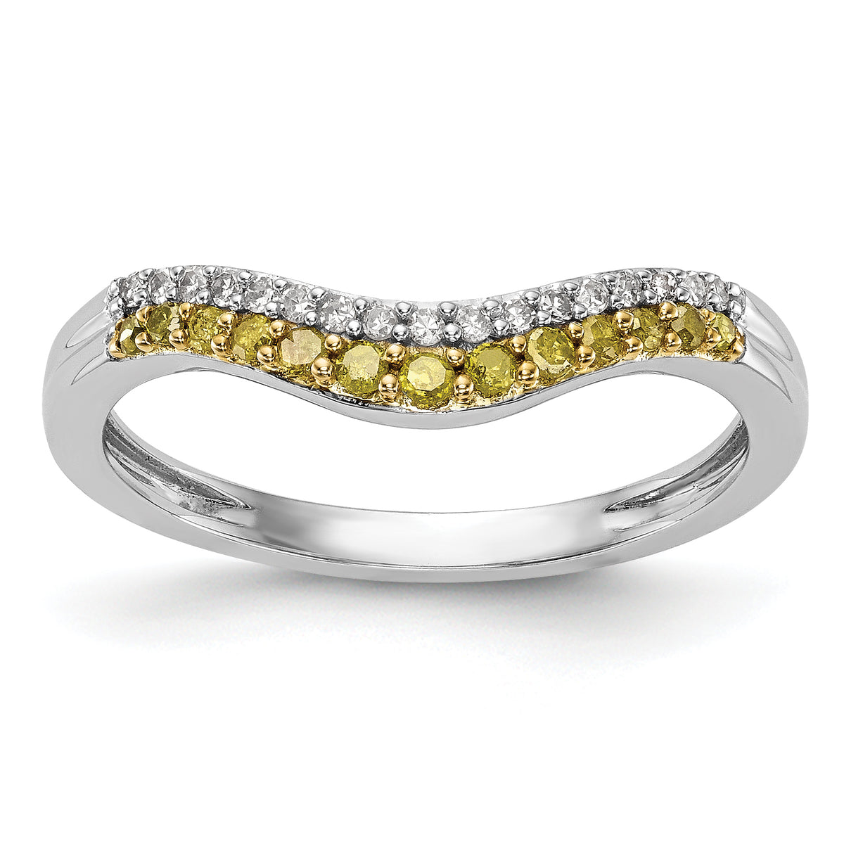 14K White Gold Yellow & White Diamond Band