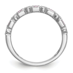 10K White Gold Diamond WithPink Sapphire Band