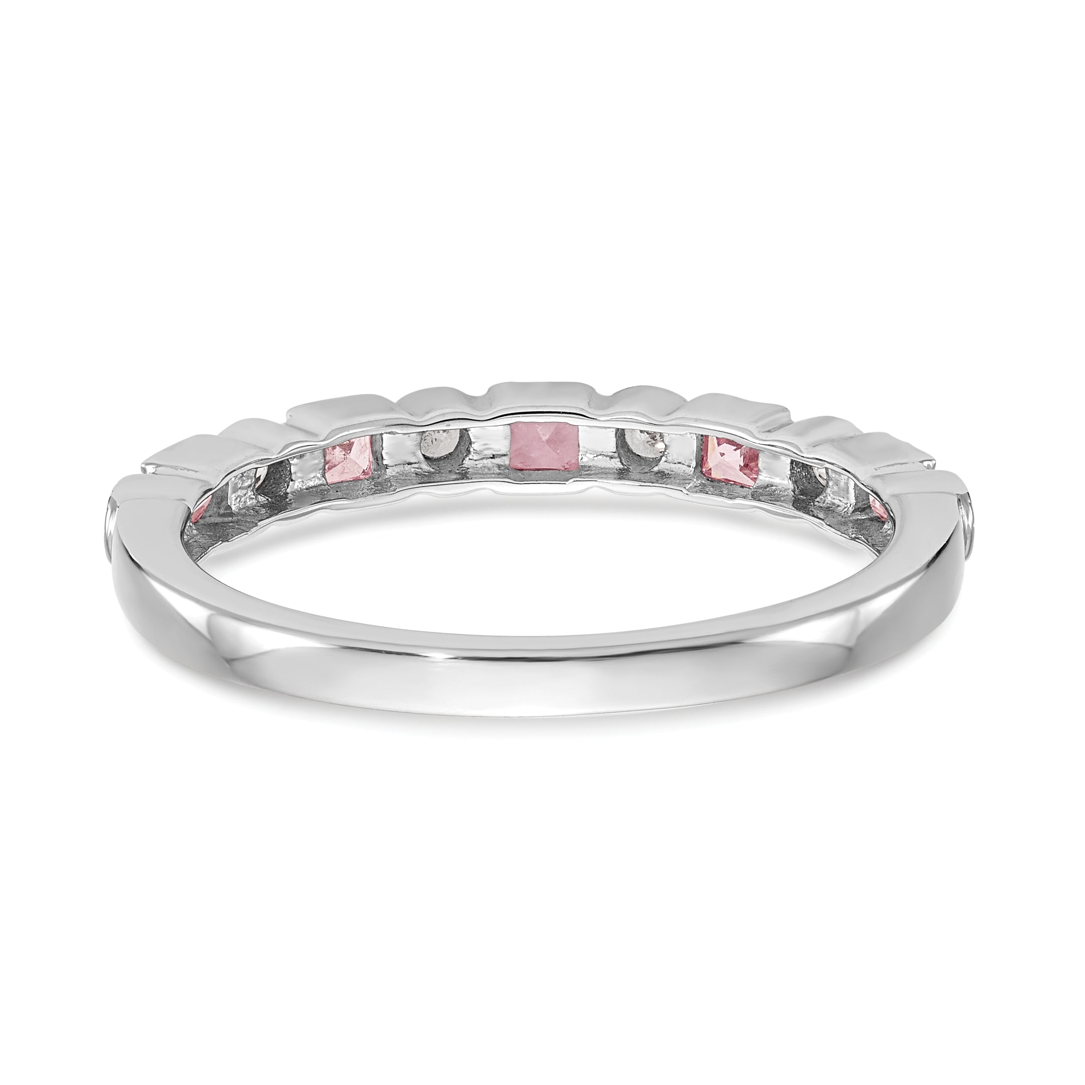 10K White Gold Diamond WithPink Sapphire Band