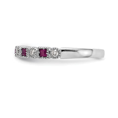 10k White Gold Diamond WithRuby Band