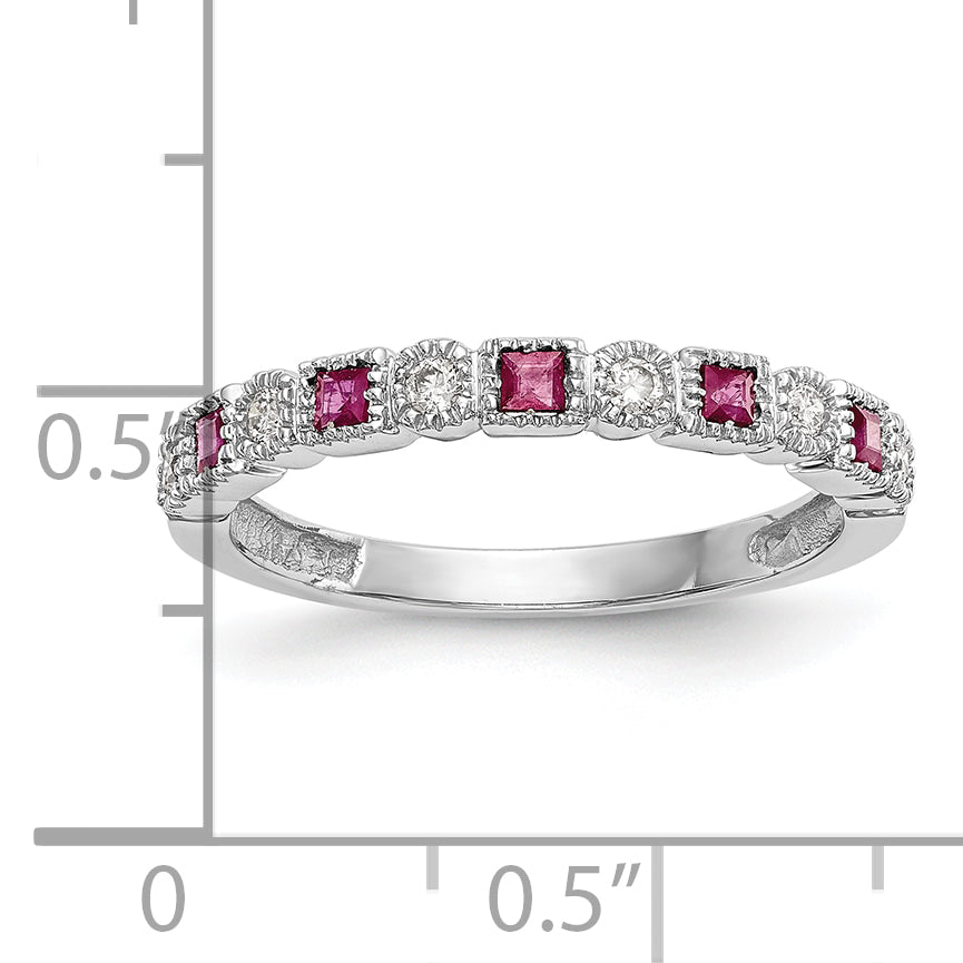 10k White Gold Diamond WithRuby Band