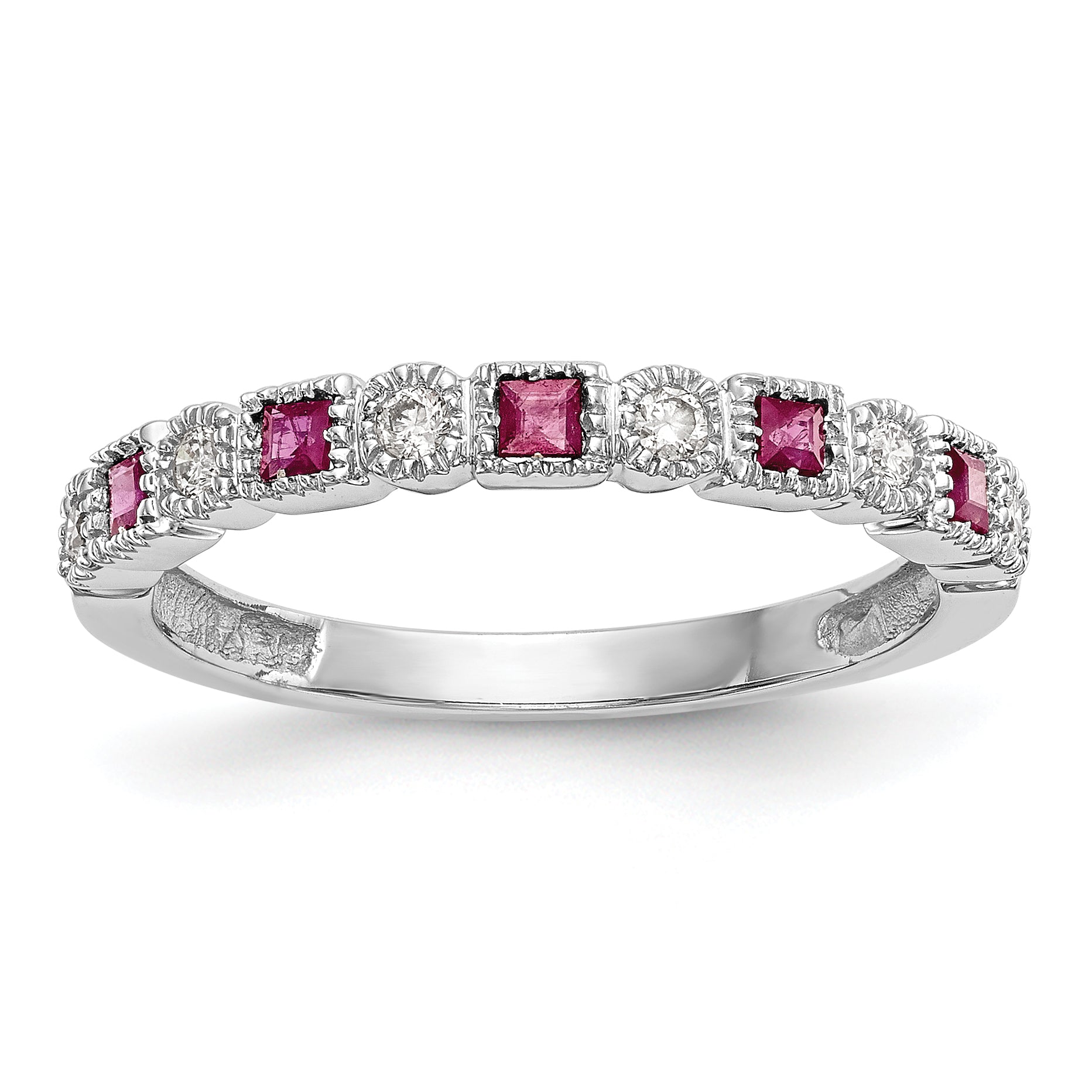 10k White Gold Diamond WithRuby Band