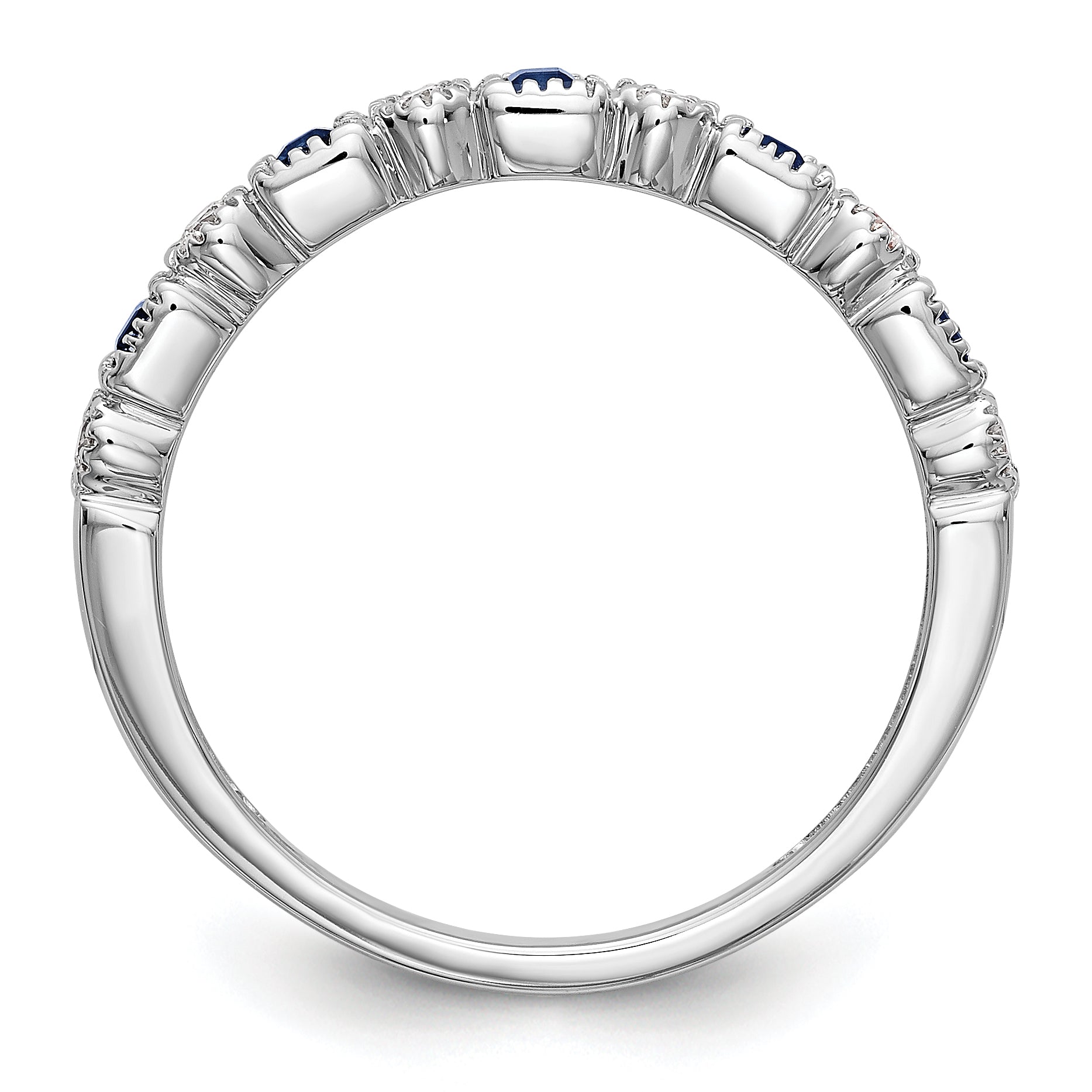 10K White Gold Diamond WithSapphire Band