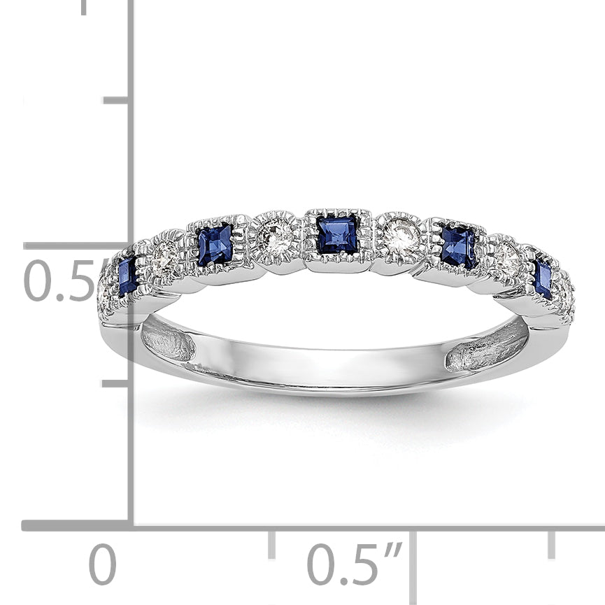 10K White Gold Diamond WithSapphire Band