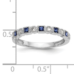 10K White Gold Diamond WithSapphire Band