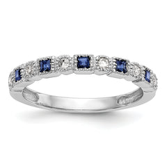 10K White Gold Diamond WithSapphire Band