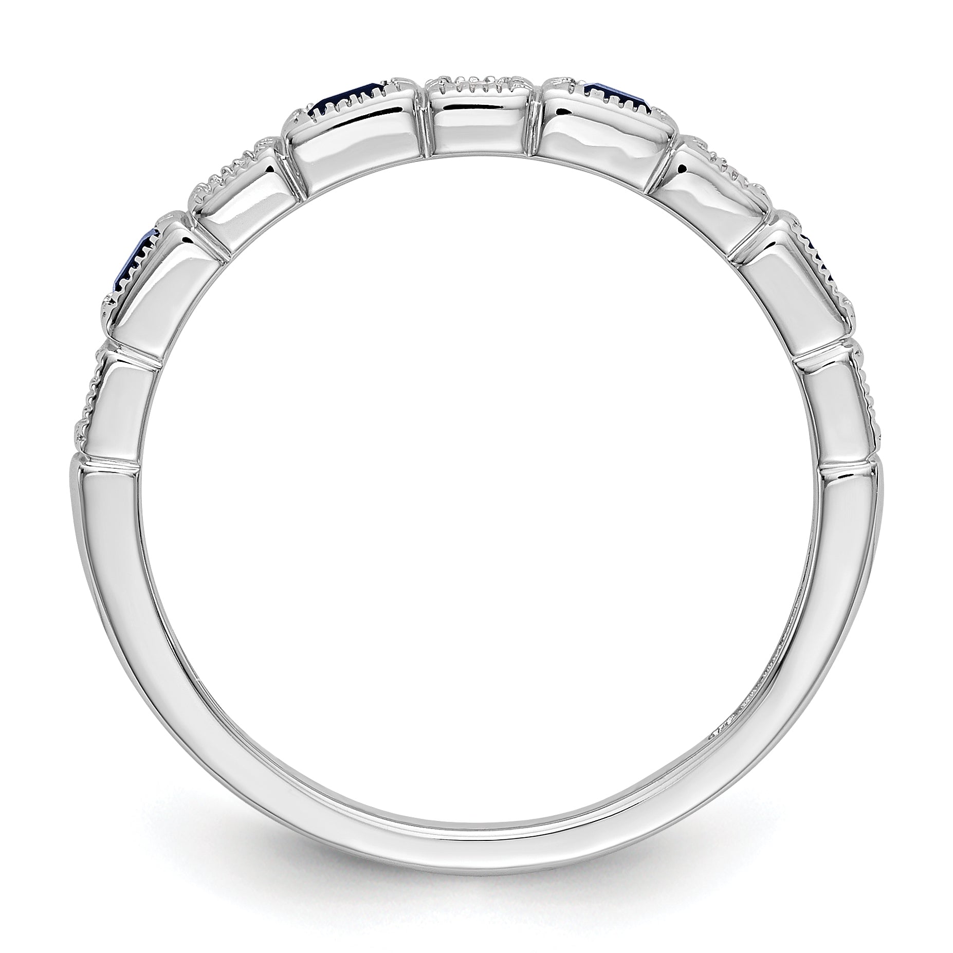 10K White Gold Diamond WithSapphire Band