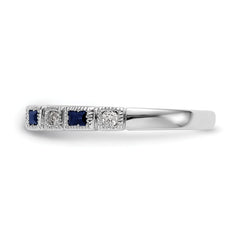 10K White Gold Diamond WithSapphire Band