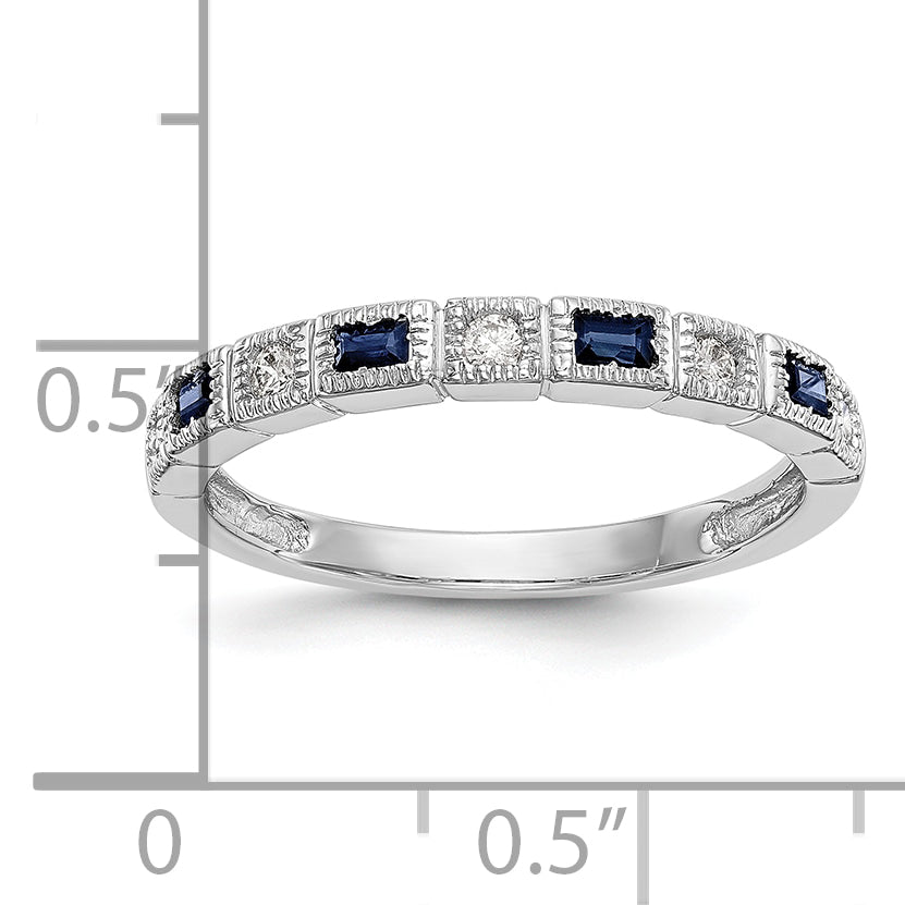 10K White Gold Diamond WithSapphire Band