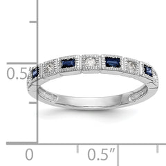 10K White Gold Diamond WithSapphire Band