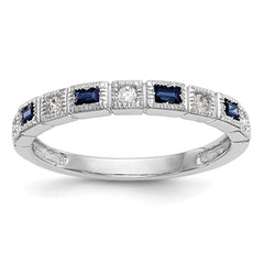 10K White Gold Diamond WithSapphire Band