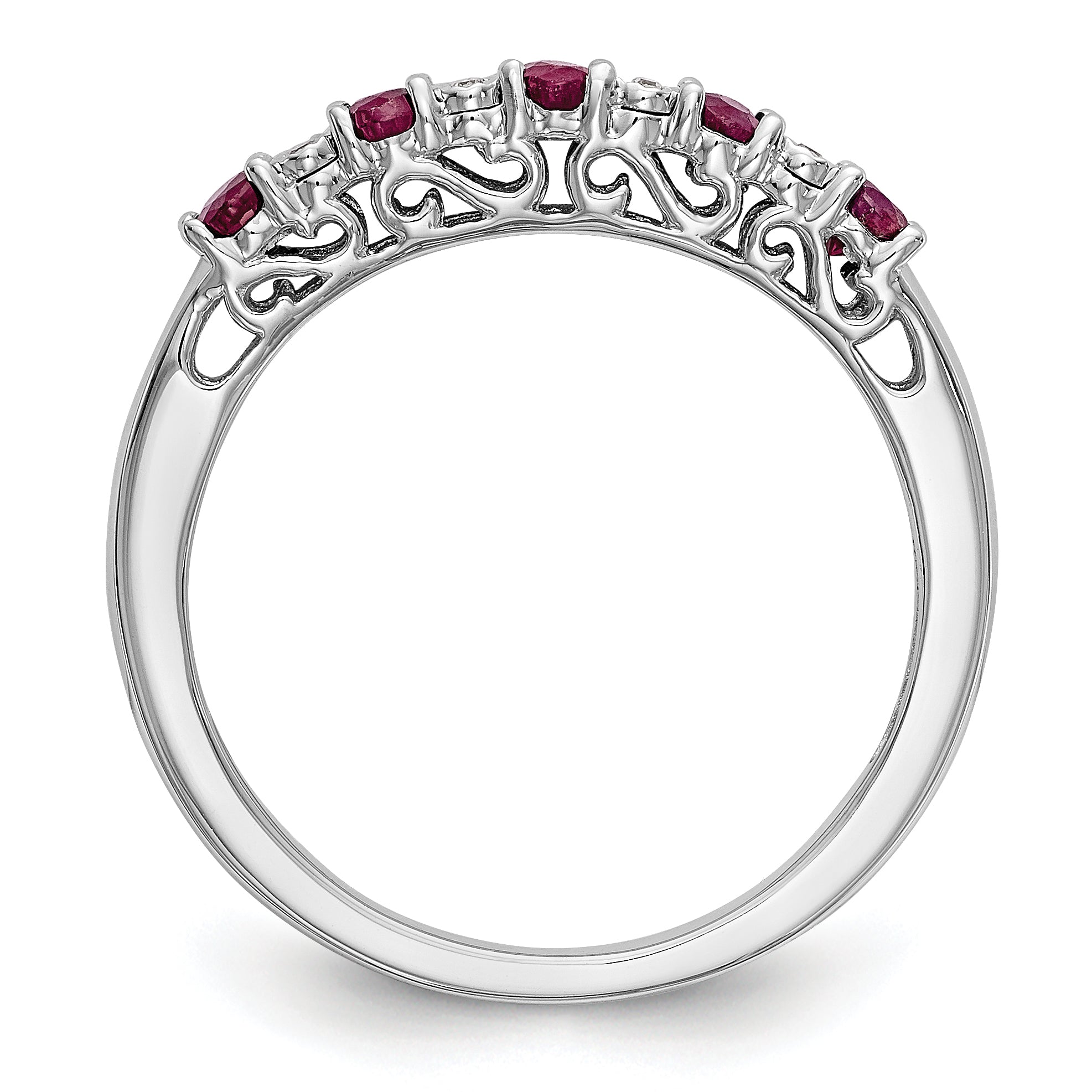 10k White Gold Diamond WithRuby Band