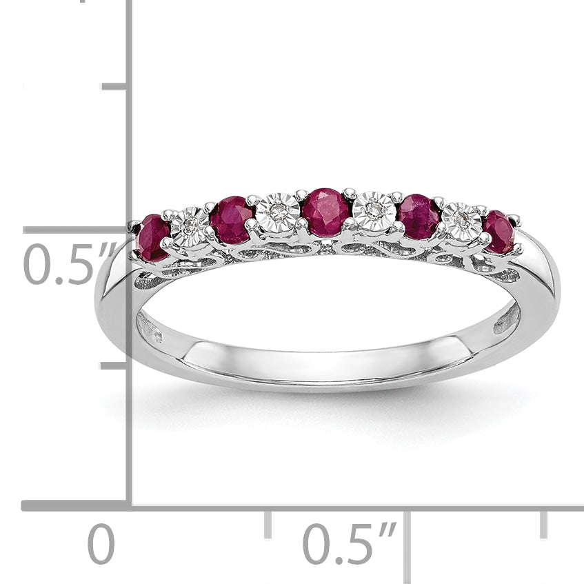 10k White Gold Diamond WithRuby Band