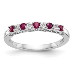 10k White Gold Diamond WithRuby Band