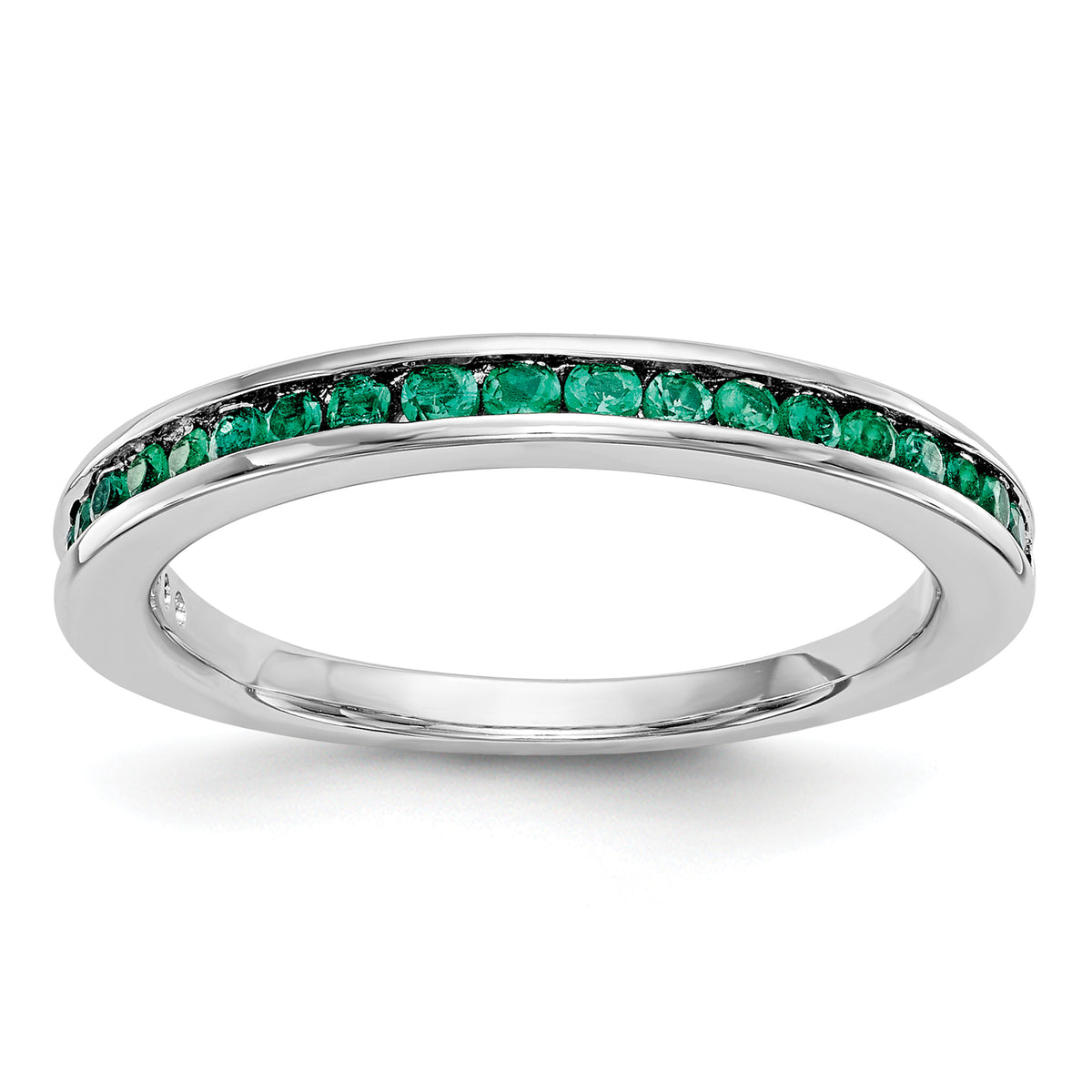 10K White Gold Emerald Band