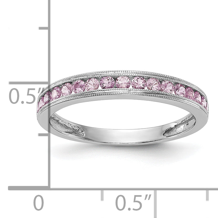 10K White Gold Pink Sapphire Band