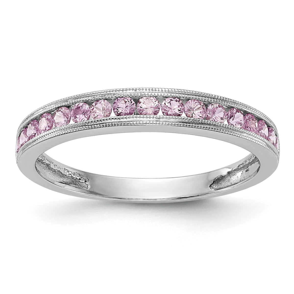 10K White Gold Pink Sapphire Band