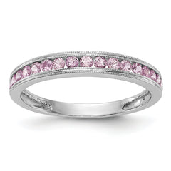 10K White Gold Pink Sapphire Band