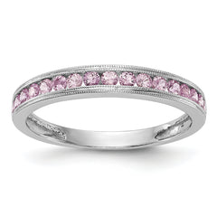 14K White Gold Pink Sapphire Band