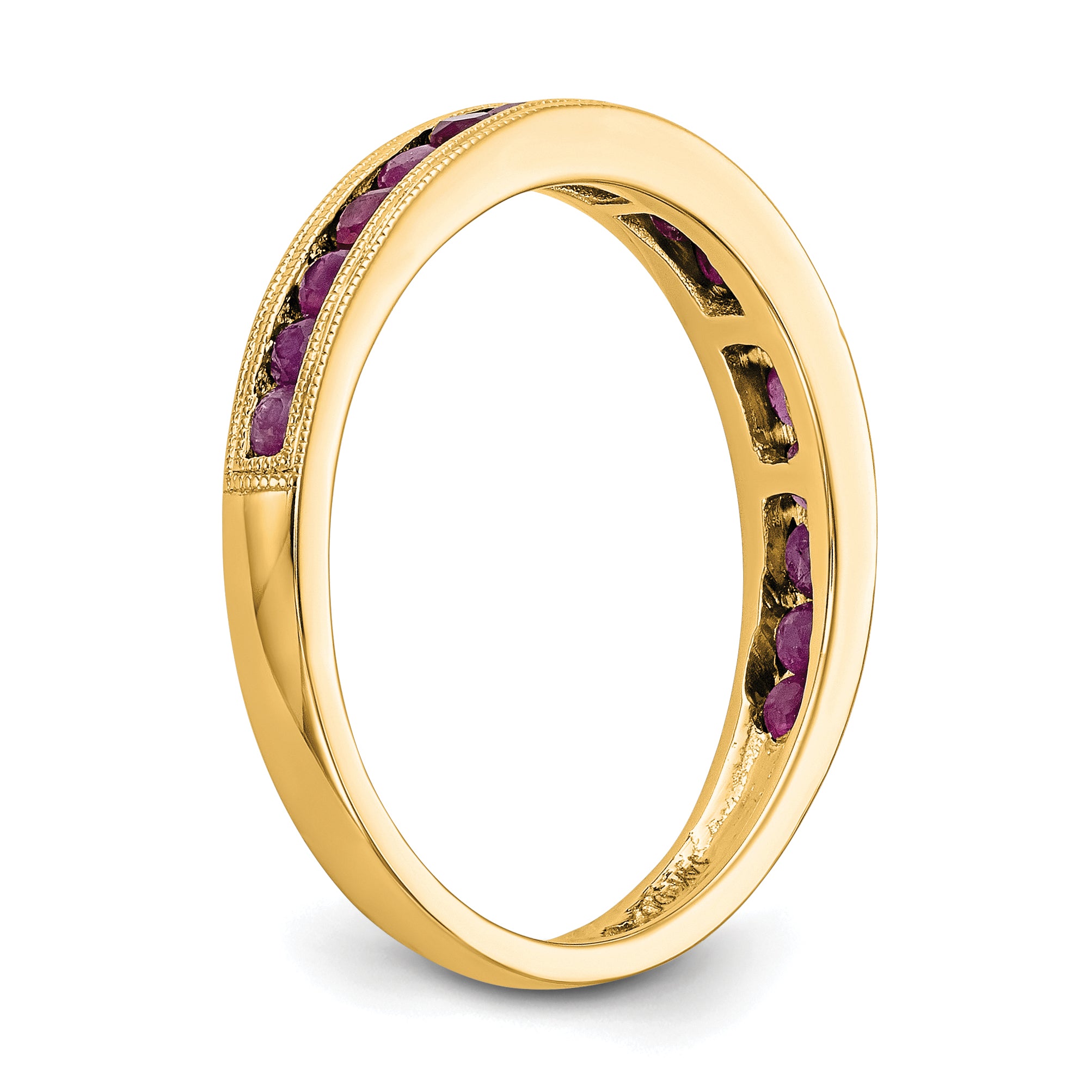 14k Yellow Gold Ruby Complete Channel Band