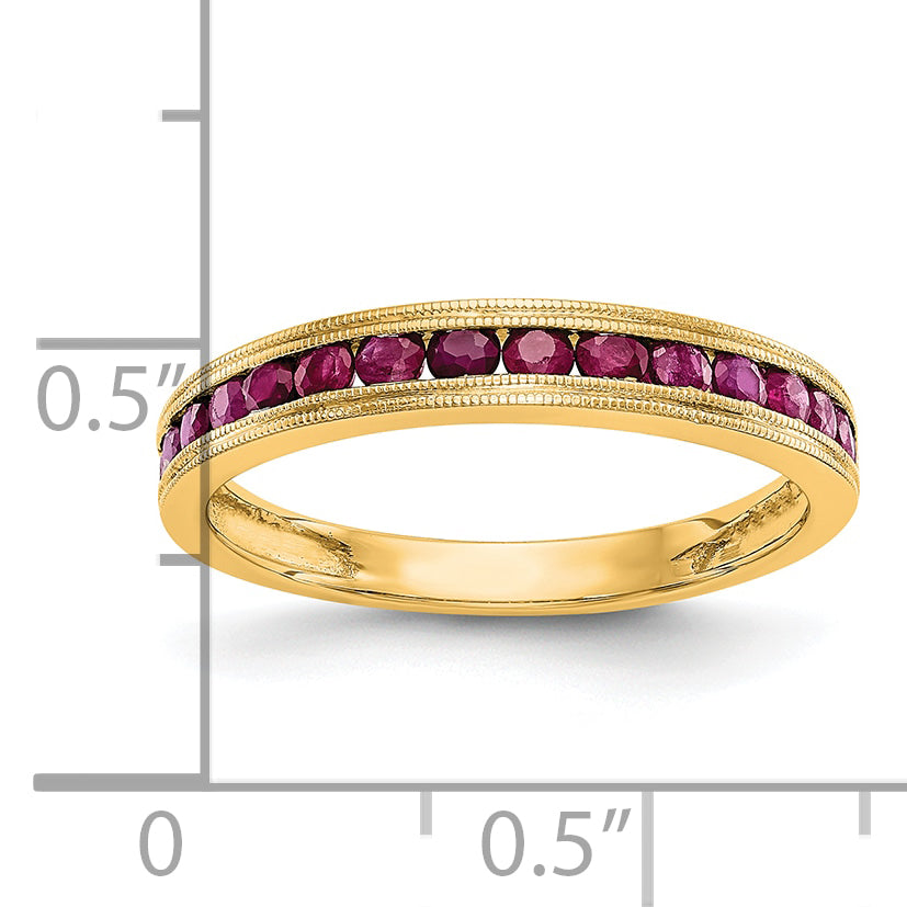 14k Yellow Gold Ruby Complete Channel Band