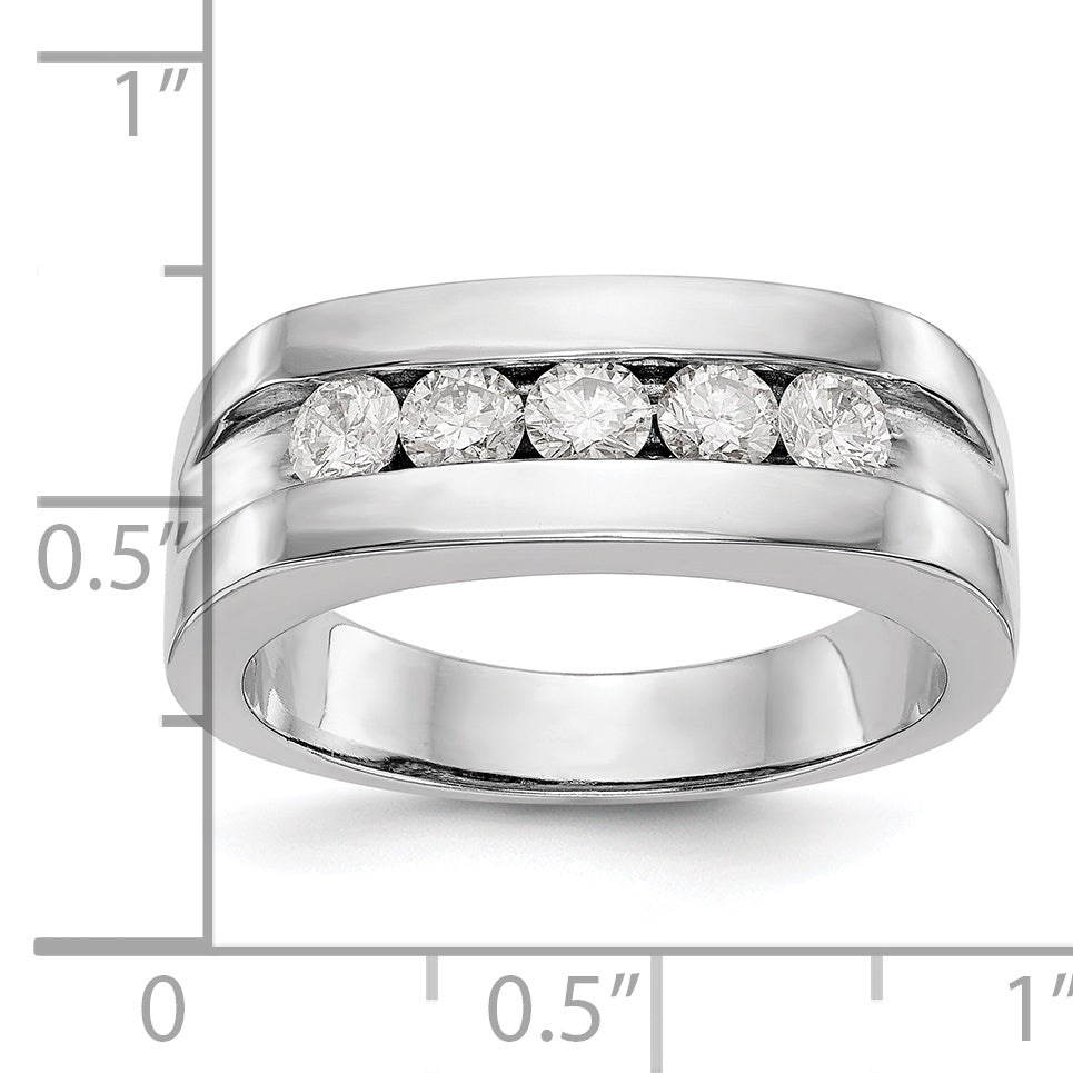 10K White Gold Lab Grown Diamond VS/SI GH, 5-Stone Men's Channel Ban