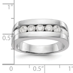 10K White Gold Lab Grown Diamond VS/SI GH, 5-Stone Men's Channel Ban