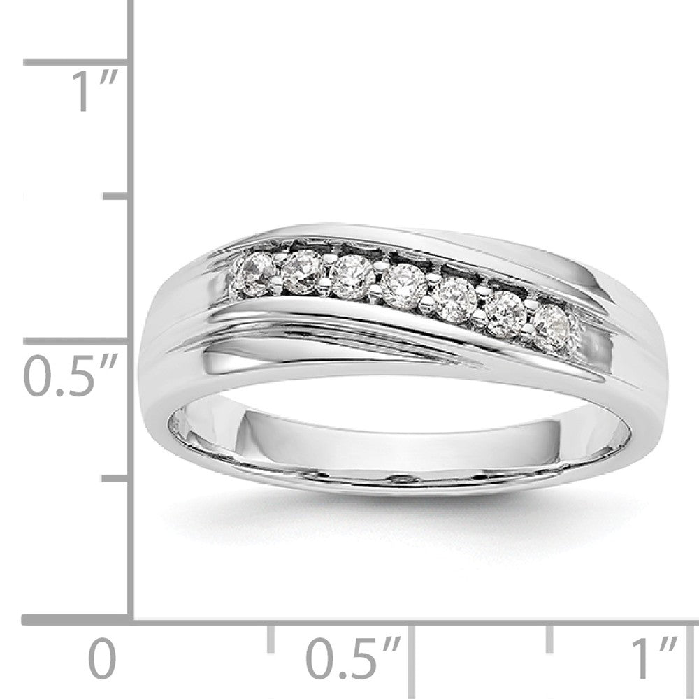 14K White Gold Diamond Men's Band