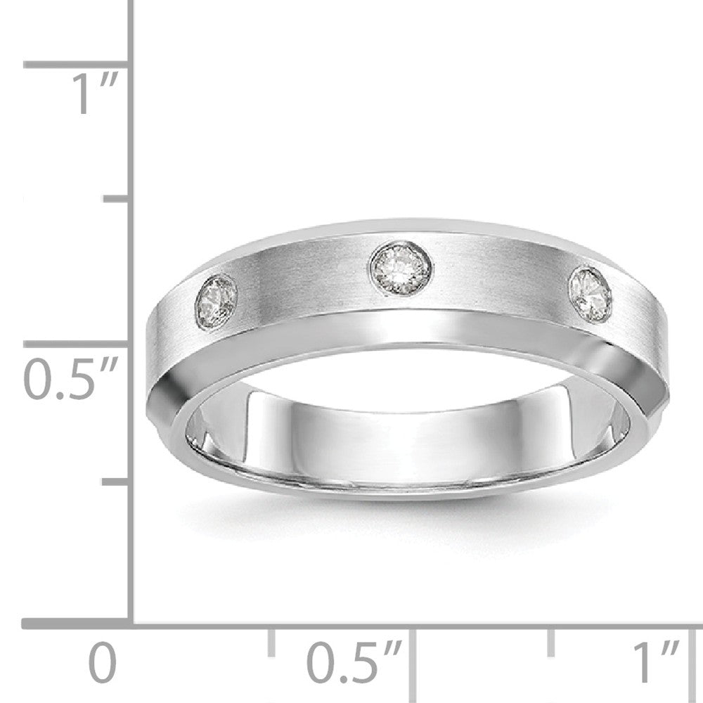 14K White Gold Diamond Men's Band