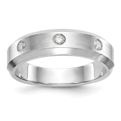 14K White Gold 3-Stone Bezel 1/6 carat Diamond Complete Men's Band