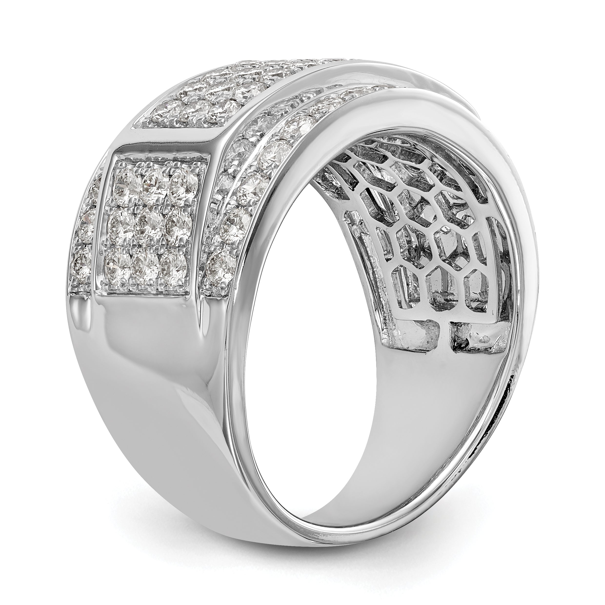 14K White Gold Pave 2 carat Diamond Complete Men's Band