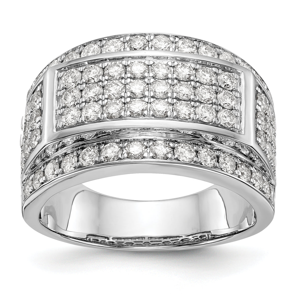 14K White Gold Pave 2 carat Diamond Complete Men's Band