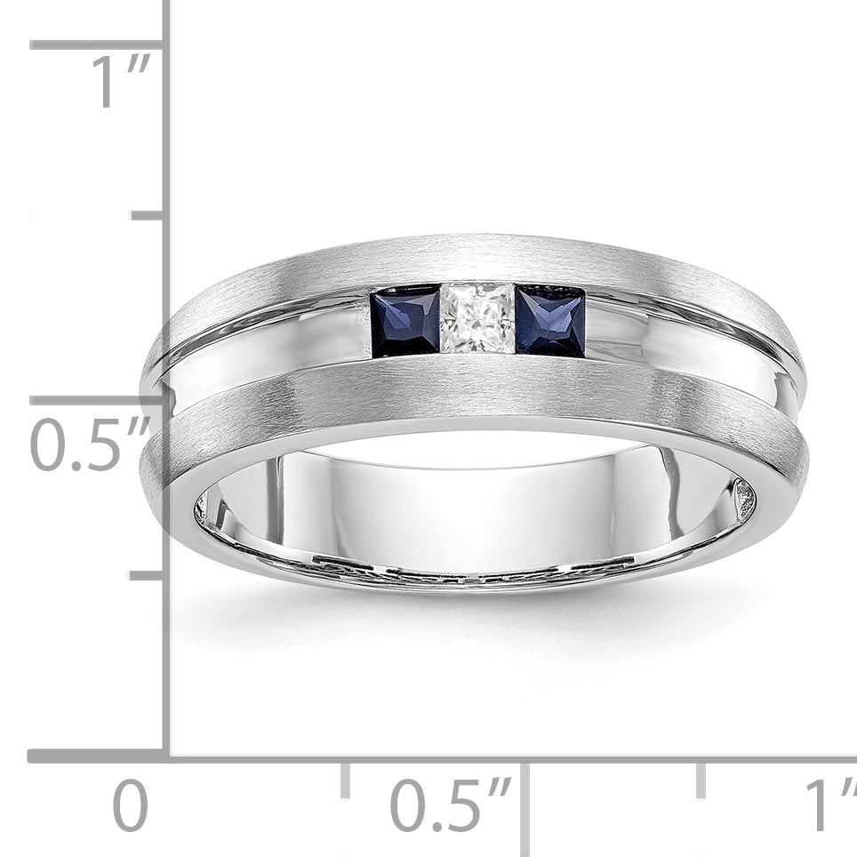 14k White Gold 1/10 carat Diamond and Sapphire Complete Men's Channel Band