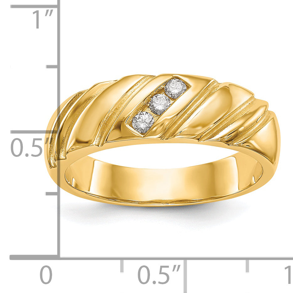 14K 3-Stone 1/8 carat Diamond Complete Men's Band