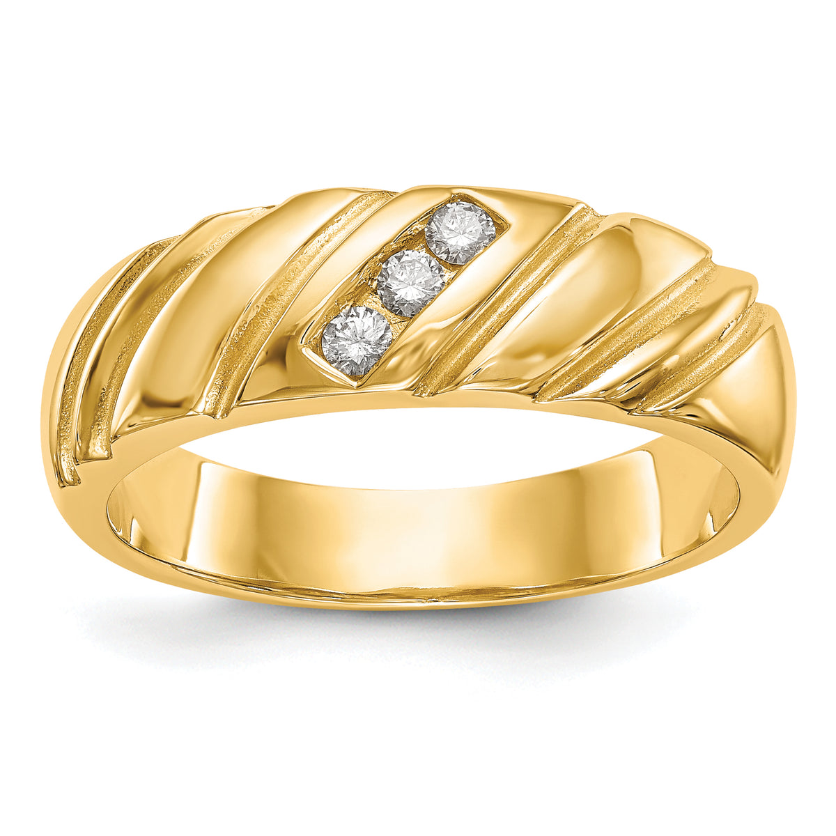 14K 3-Stone 1/8 carat Diamond Complete Men's Band