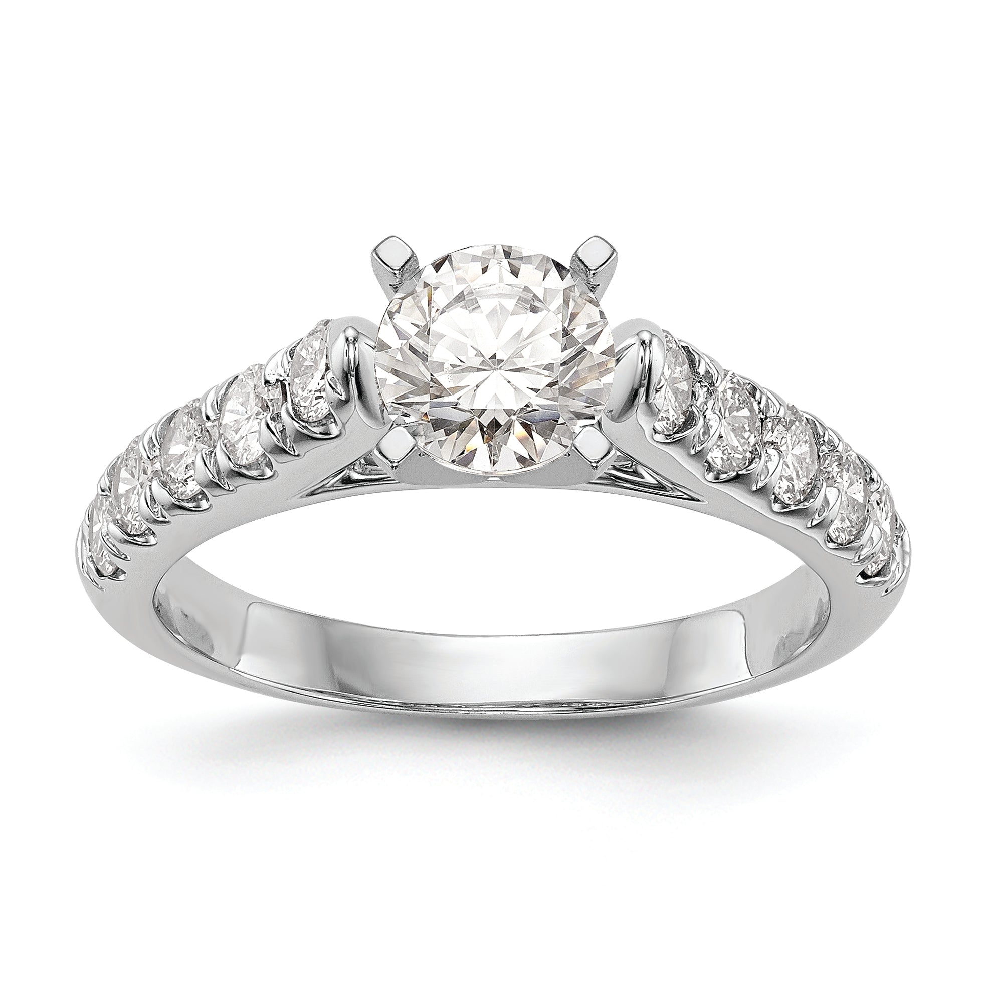 14K White Gold Peg Set 1/2 carat Diamond Semi-mount Engagement Ring