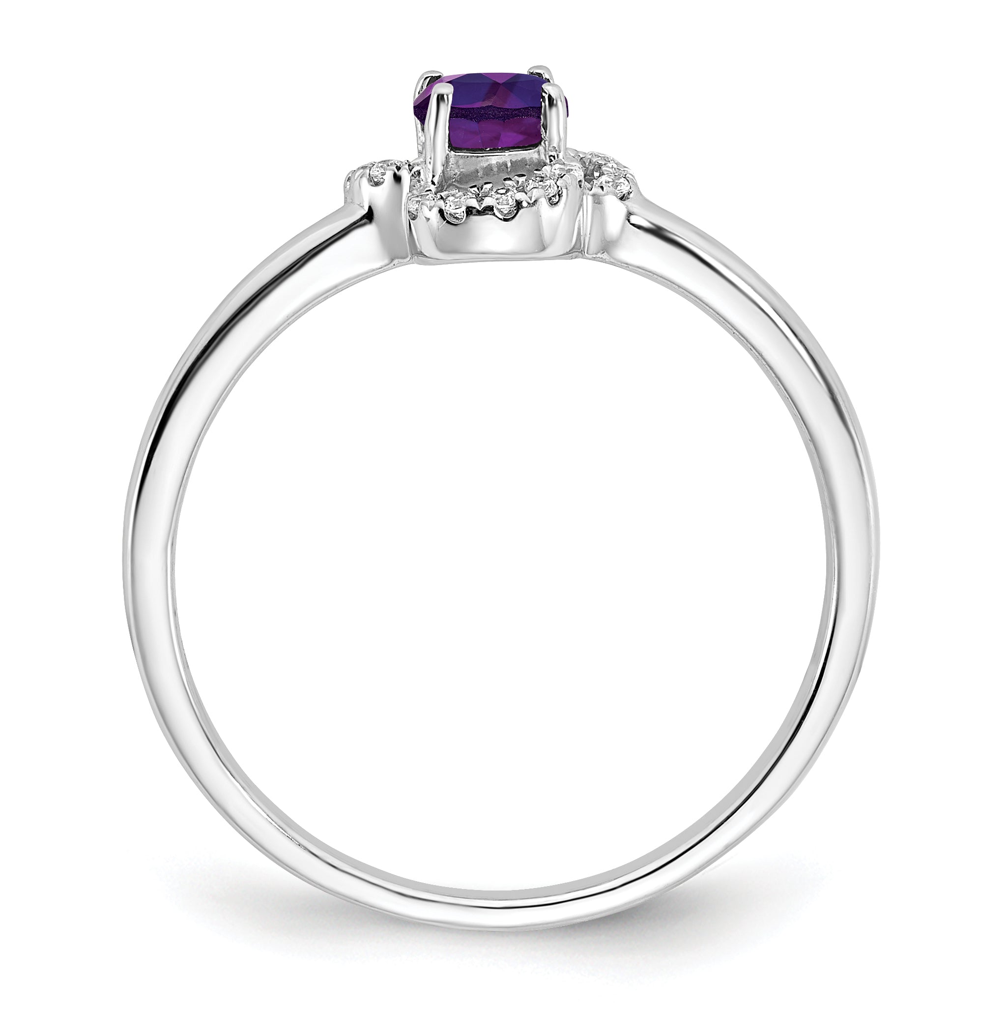 10k White Gold Amethyst and Diamond Ring