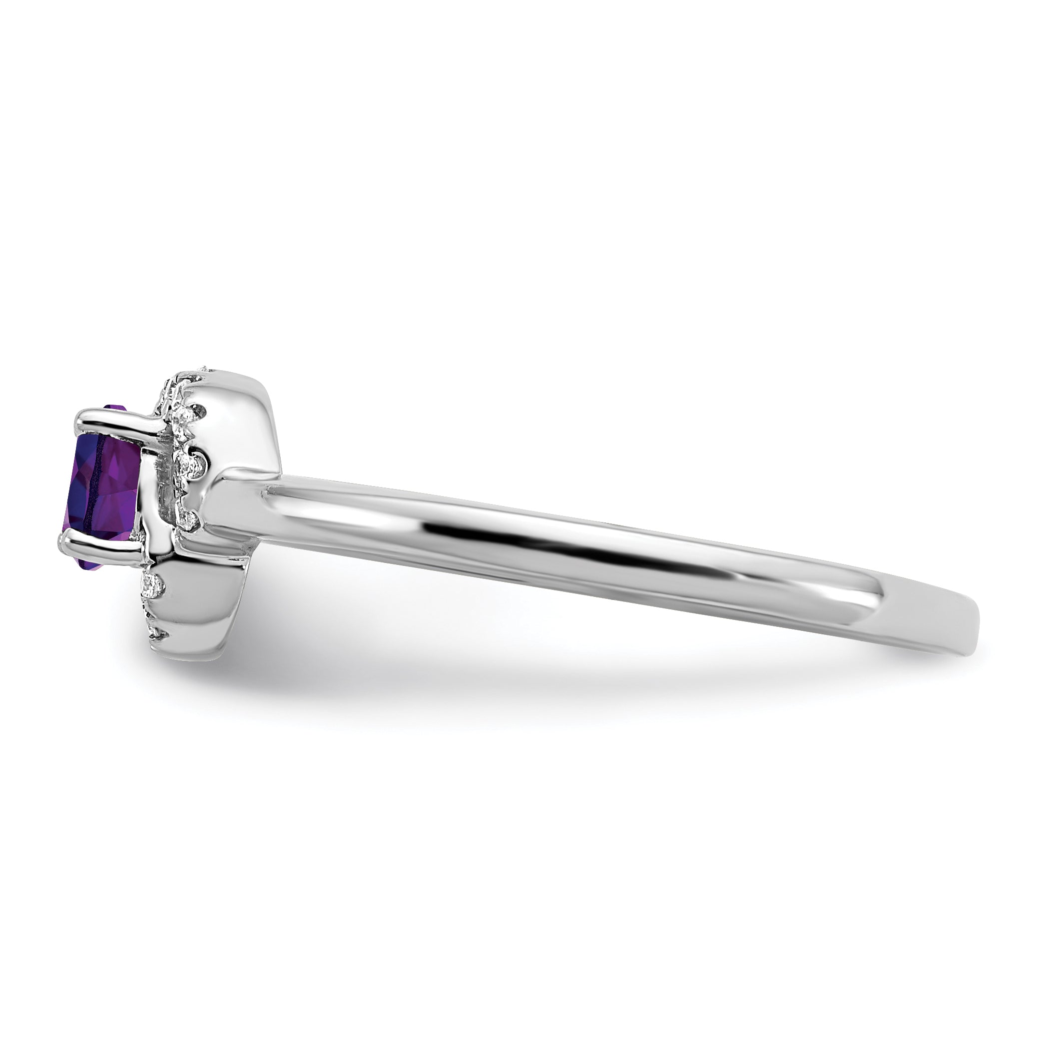 10k White Gold Amethyst and Diamond Ring