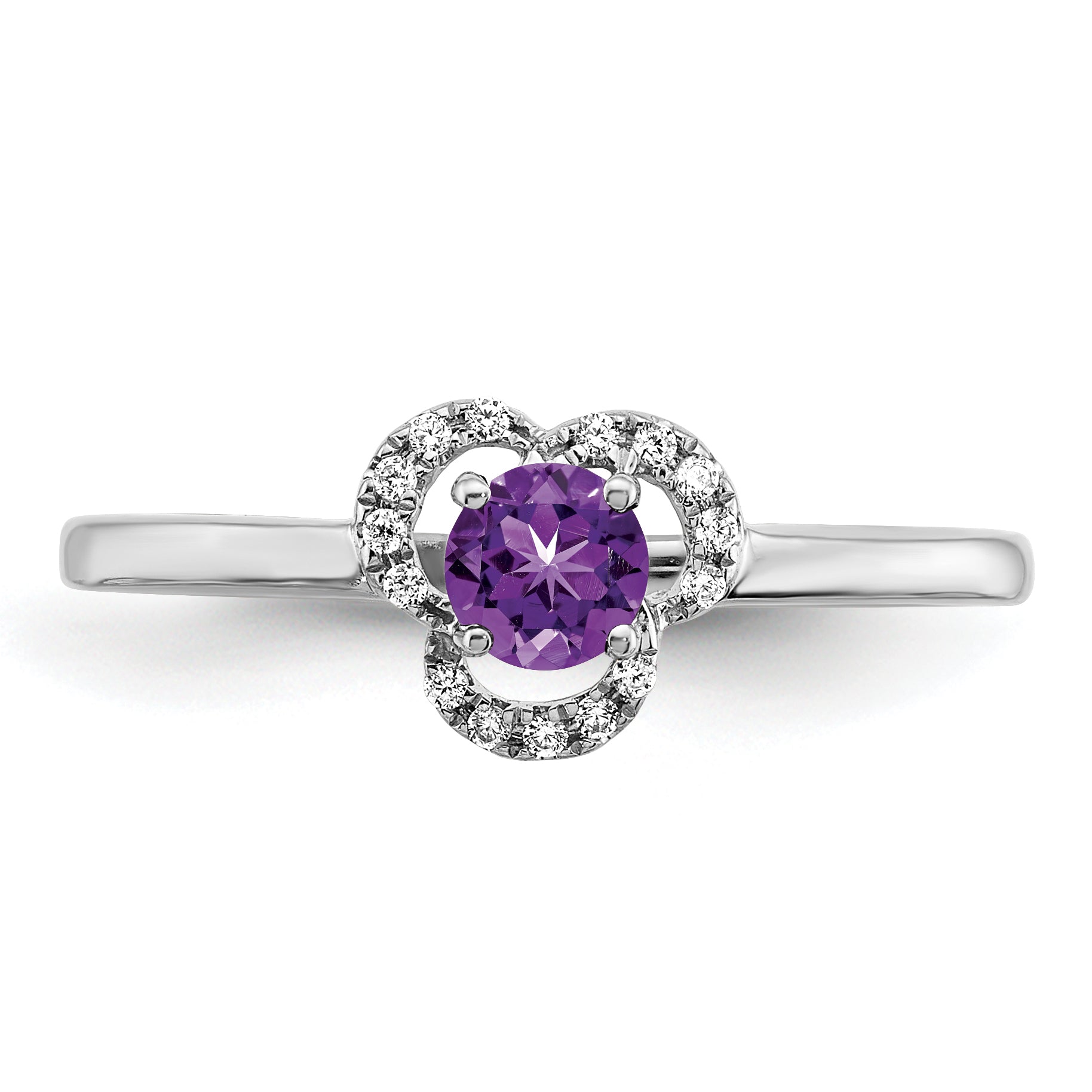 10k White Gold Amethyst and Diamond Ring